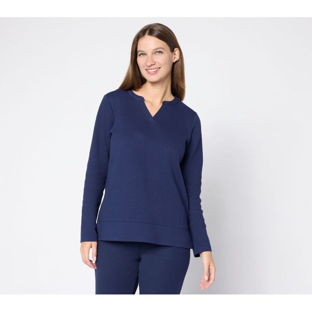 Denim & Co. Women's Top Sz XL Make Your Selection: Texture Terry Blue A734526
